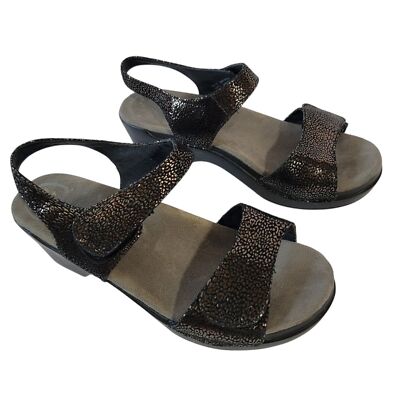 DANSKO Black Metallic Leather Upper Slink Back Comfort Sandals Sz 39 Casual