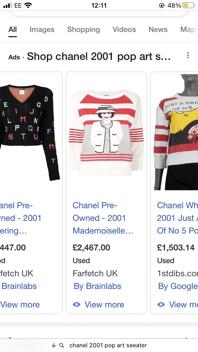 Chanel vintage stripe print sweatshirt 40 (RARE) *SEE DESCRIPTION* image 2