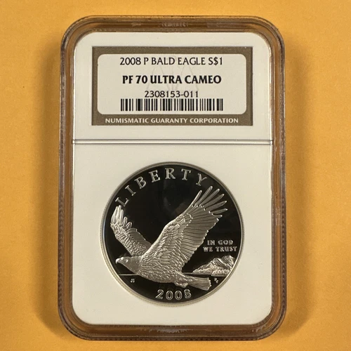 NGC PR70 ULTRA CAMEO 2008 P Bald Eagle $1 🦅🇺🇸