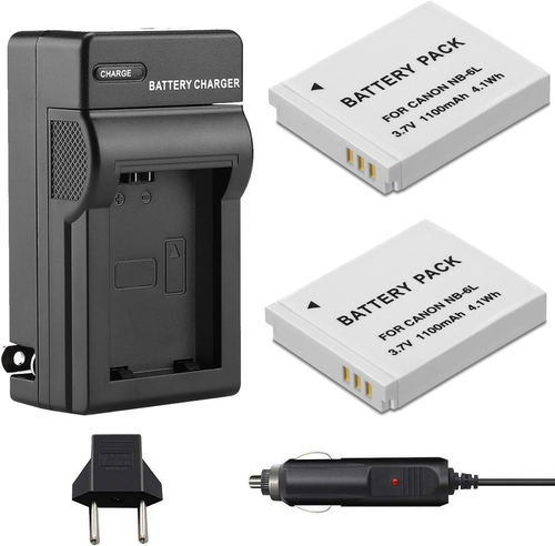 2 Pack NB-6L/NB-6LH Battery and Charger Kit Compatible with Canon Powershot SX54