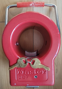 Master Lock 387 High Security King Pin Trailer Coupler Lock with Keys -- READ-