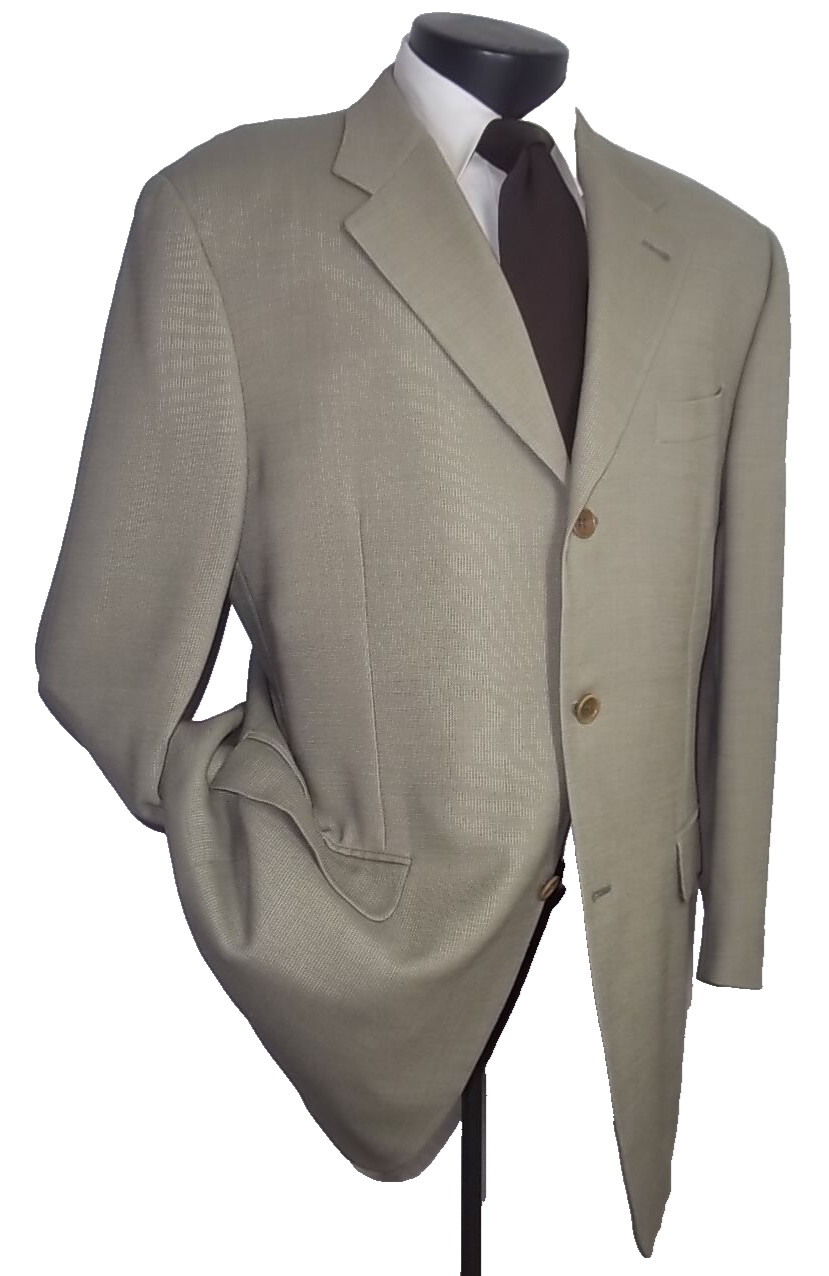 ]] Canali Light Green Pattern 3Button Wool Coat J… - image 3