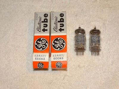 2 x 12ax7/ECC83 G.E. Tubes Short Plate-O*Super Strong Matched Pair*NOS*NIB #4