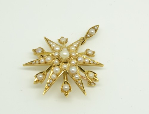 Exquisite Victorian 15ct Gold Pearl Star Pendant Brooch | eBay