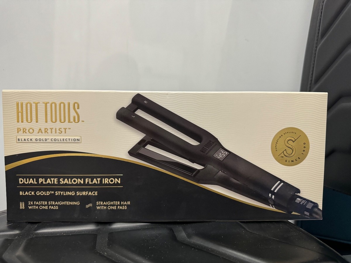 Hot Tools Pro Artist Black Gold Dual Plate Salon Flat Hair Iron