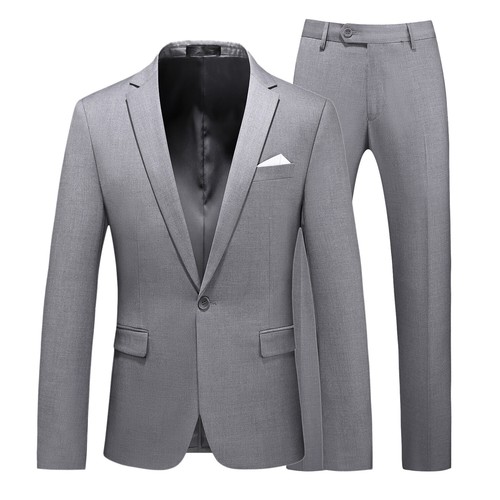 Men's Suit Two-piece One-button Solid Color Hollow Coat+pants Business Jacket - Imagen 35 de 43