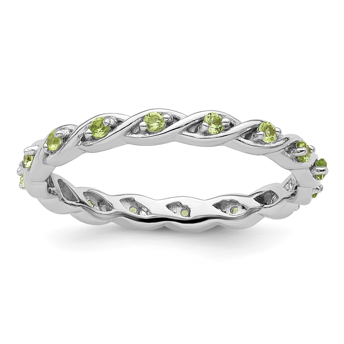 Sterling Silver Stackable Expressions Peridot Filigree Ring - Size 7 Sterling Silver Stackable Expressions Peridot Filigree Ring - Size 7