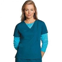 Cherokee Womens Mini Mock Wrap Top, Red, Xxxxx-large Cherokee Womens Mini Mock Wrap Top, Red, Xxxxx-large