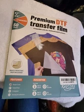 KASYU DTF Transfer Film 50 Sheets 8.3"*11.8 DTF Paper with Smart Printing Pad#72