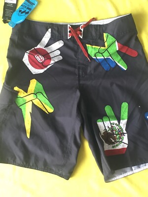 ''BILLABONG'' RABATT - LANGE BOXERSHORTS - BODENMUSTER - SCHWARZ - GR. 33 - ART. PEACE OUT