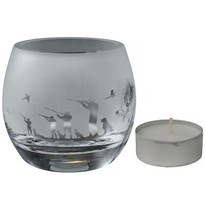 Glass Tealight Holder Shooting Sandblast Candle Sport Ornament Gift Boxed Animo