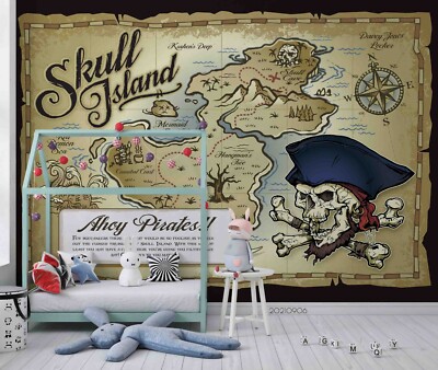 3D Brown Pirate Map Wall Murals Wallpaper Murals Wall Sticker