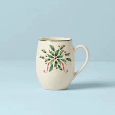 Lenox Christmas Fine China Holly  HOLIDAY Christmas Cocoa Mug - 5" - N/O