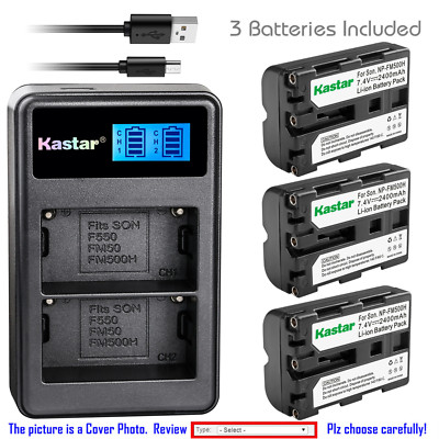 Kastar Battery LCD Dual Charger for Sony NP-FM500H Sony Alpha a58 SLT-A58 Camera
