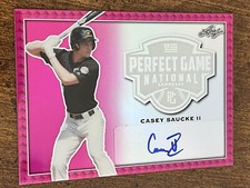CASEY SAUCKE 2020 LEAF PERFECT GAME PINK METAL AUTOGRAPH #2/5 Virginia WHITE SOX
