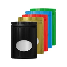 100PCS Color Clear Round Window Mylar Foil Bags Resealable Zipper Lock Pouch