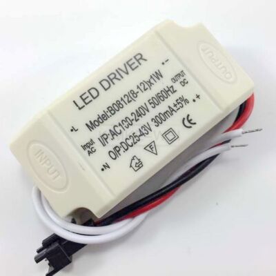 8-12W Power Supply Driver For LED Light Lamp Bulb 300mA 100-240V AC to 25-43V DC