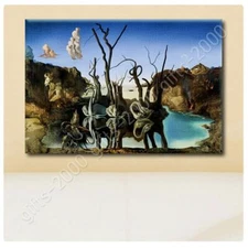 Swans Reflecting Elephants by Salvador Dali | Ready to Hang Canvas | Wall art