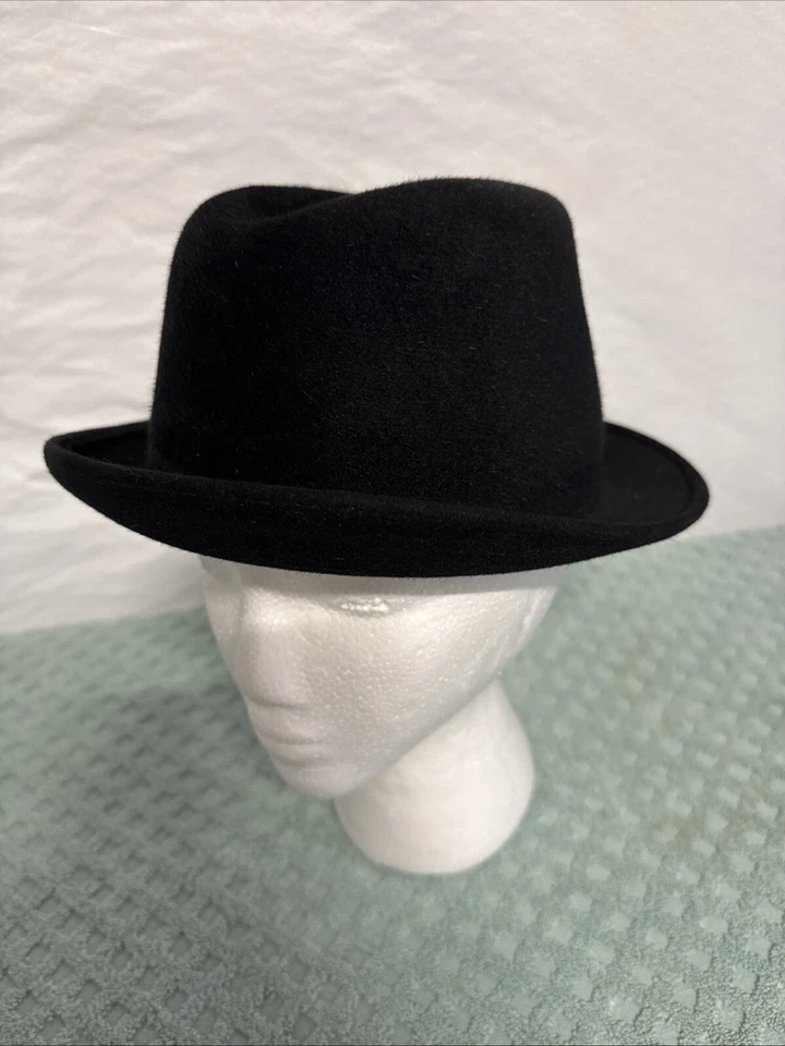Vintage Byron Of New York Black Fedora Hat Silk Lined Size 7 1/8. 22” Diam - Image 2 of 4