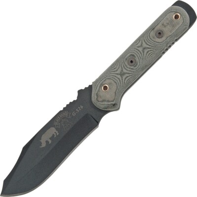 TOPS Black Rhino Fixed Knife 4.87'' High 1095 Steel Full Blade Micarta Handle