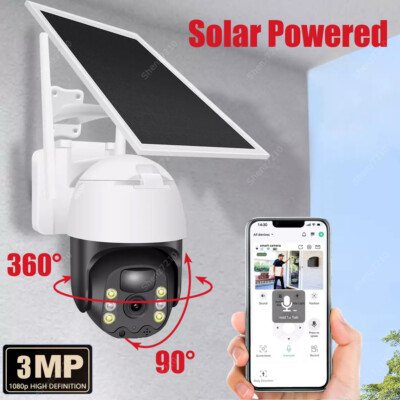 Wireless Solar Battery Powered Wifi Outdoor Home Security Camera System Rotating