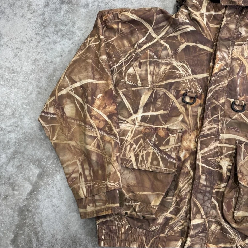 Cabela's 狩猎夹克男式大号迷彩隔热水禽尼龙拉链帽货物 — 第 2/4 张图片