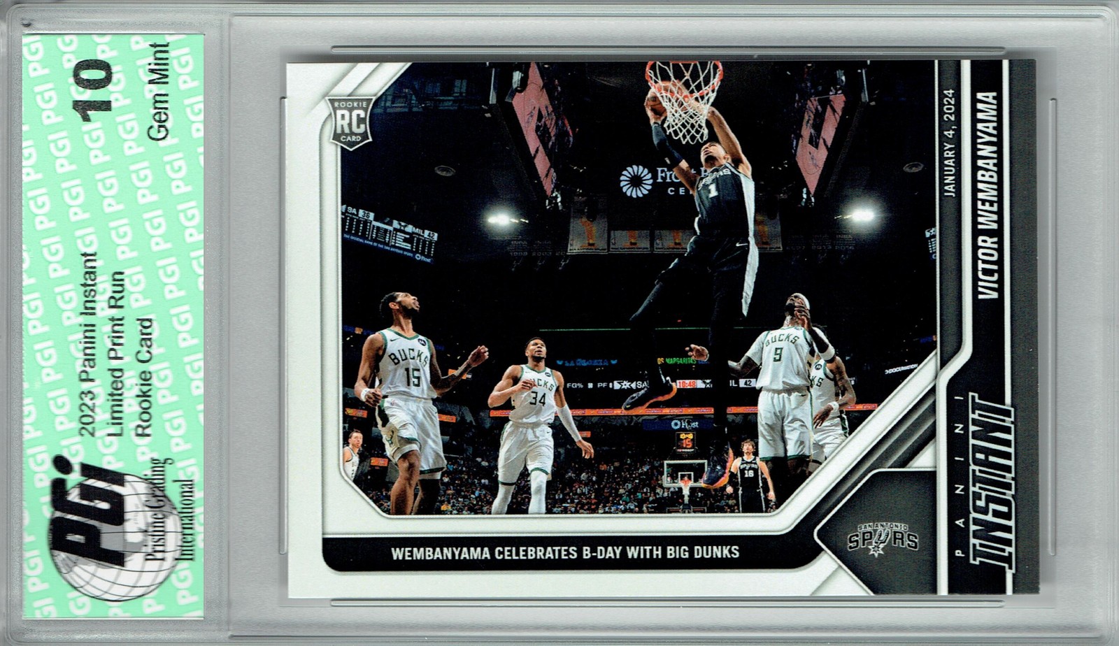 Victor Wembanyama 2023 Panini Instant #226 Big Dunks 1/2937 Rookie Card PGI 10