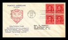 Dr Jim Stamps James Fenimore Cooper Block First Day Cover W M G Cachet