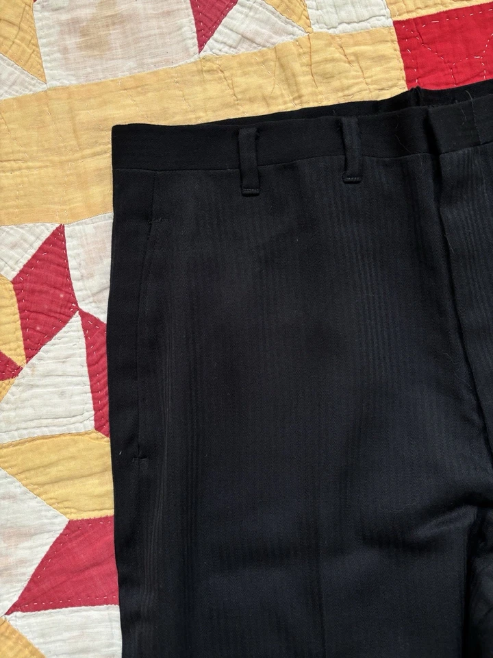 Vestido de lana vintage años 60 pantalones lazo caído negro 32x30" Foto 3 de 4