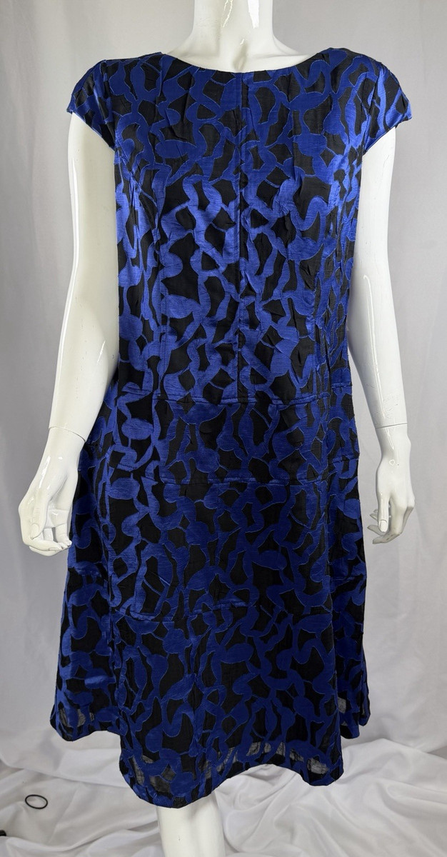 anne klein blue dress Ann Klein Womens Short Cap Sleeve Sheath Dress Size 12 Dark Blue Colorblock