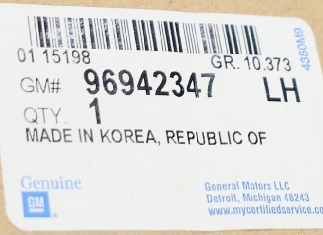 NUEVO OE GM Panel Puerta Trasera Lado del Conductor Carcasa 96942347 Chevy Aveo Pontiac G3 03-11 Foto 3 de 4