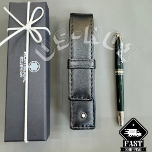 MB Meisterstück Classique Dark Green Fountain Pen & Montblanc Leather Pouch Bidd