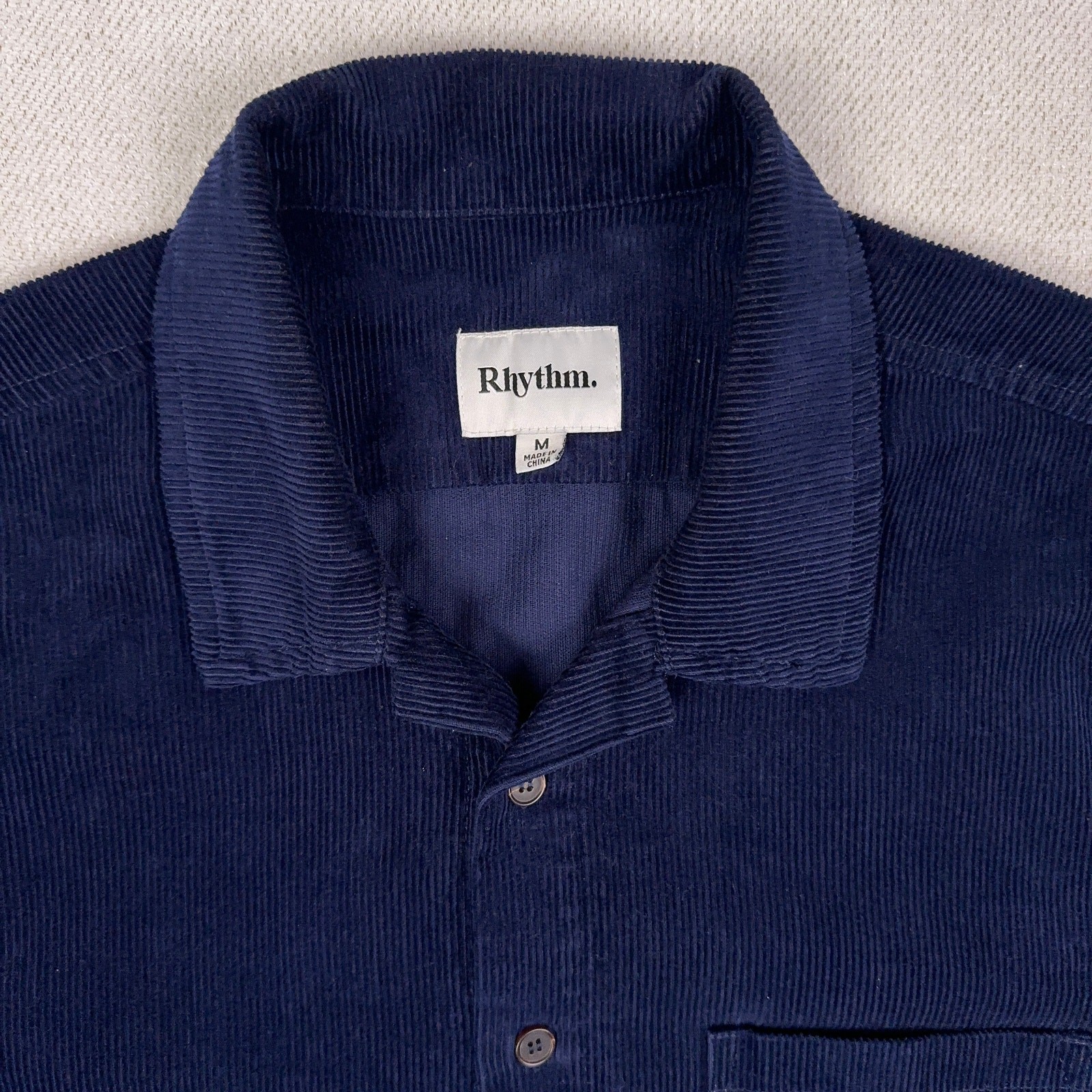 Rhythm. Heavy Corduroy Over Shirt Jacket Mens M Navy Blue Long Sleeve Button Up