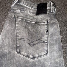 Image of Black/Grey Faded Replay Anbass Slim Fit Jeans 36 Waist