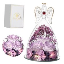 Mothers Day Rose Gifts for Women, Large Angel Figurines with Gardient Purple