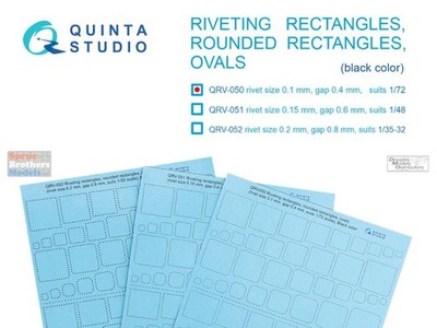 QTSQRV050 Quinta Studio 3D Decal - 1:72 Riveting Rectangles, Rounded Rectangles
