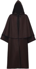 BLESSUME Friar Hooded Robe Monk Renaissance Priest Halloween Medieval Role Play