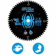 Spyder 13018 7-1/4" 60T TCT Ultra Fine Circular Saw Blade Tarantula