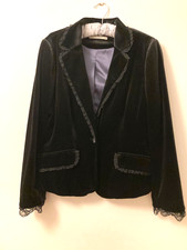 Vtg Ladies Nicholas Millington Velvet Velour Lined Jacket Black Size 14