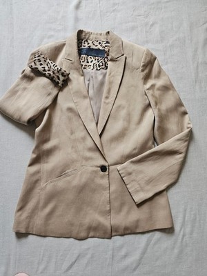 Zara Basic Blazer Beige / Leopard print lining Size M