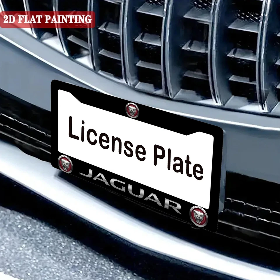 Jaguar 2 Pack Black Aluminum License Plate Frame with Screw Caps - Image 4 of 4