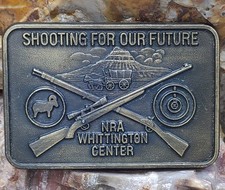 Vintage Unused NRA Whittington Center Guns Shooting for Our Future Belt Buckle