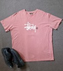 Peach Stussy Australia Basic Logo Tee Shirt Size Large