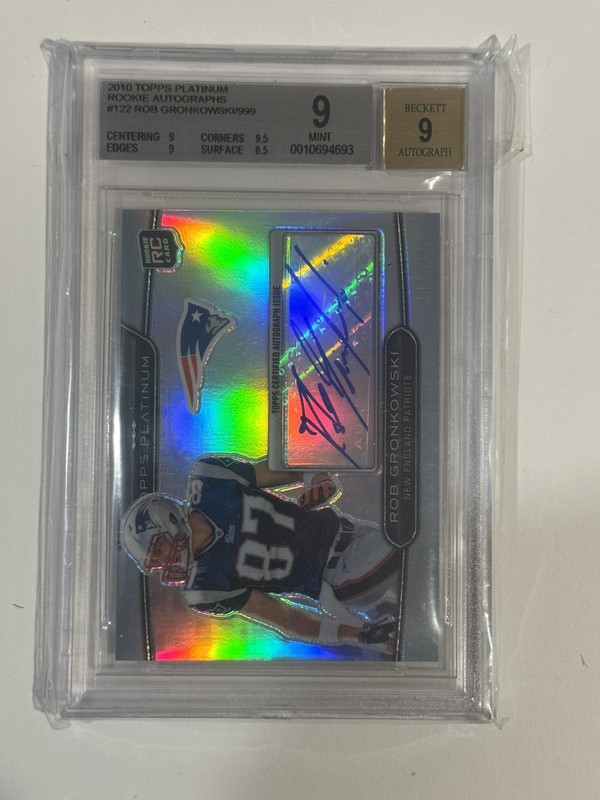 2010 Topps Platnium Auto Rob Gronkownski  Refractor /999 Bgs 9/9 Auto
