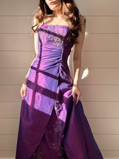 90s Beaded Prom Dress Whimsgoth Corset Backside Tie Cinderella Divine 