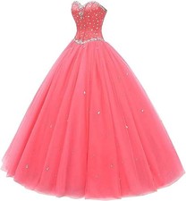 Women's Sweetheart Ball Gown Tulle Quinceanera Dresses Prom Dress Customized