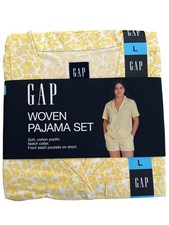 Gap Womens Pajama Set-Yellow  White Floral-Size Large-NWT
