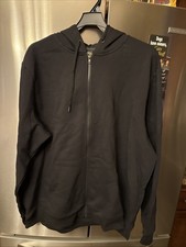 Mens Black Athletic Works Size Zip Up Fleece Hooded Sweatshirt Size 3X