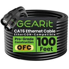 CAT6 Ethercon Cable 100ft - RJ45 EtherCON-Compatible for Studio Stage Conce
