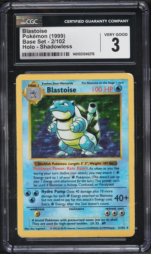 Blastoise (Shadowless) graded CGC 3 for sale on eBay